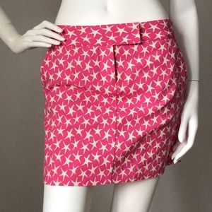 J. Crew Cotton Casual Skirt Stars Print on Pink 2